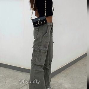 Zara Charcoal Denim cargo pants